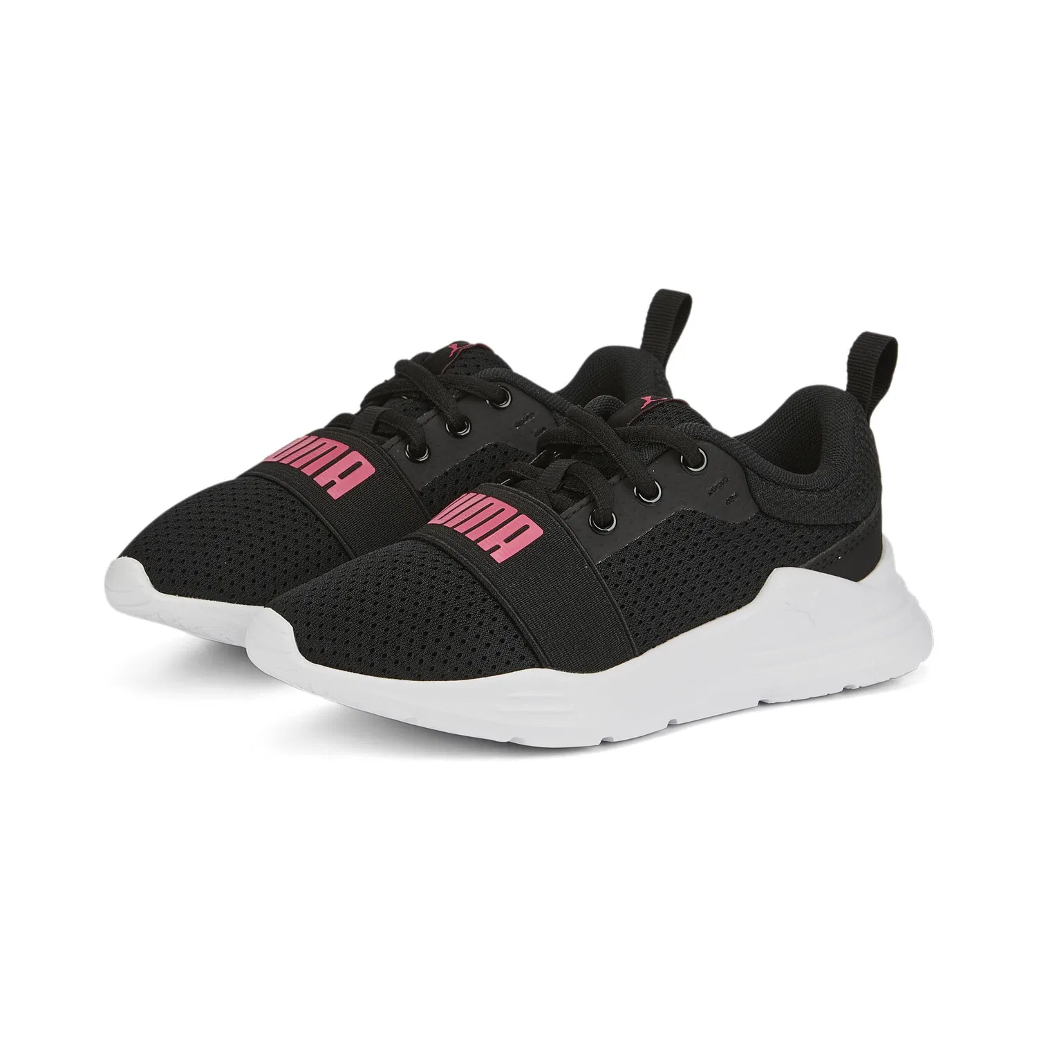 Детские кроссовки для мальчиков с шнуровкой PUMA Wired Run Ps PUMA Black Sunset Pink — фото 2