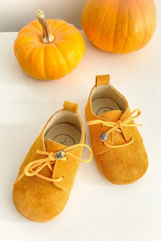 Детские туфли для первых шагов на шнуровке Li Puna, Yellow — фото 4