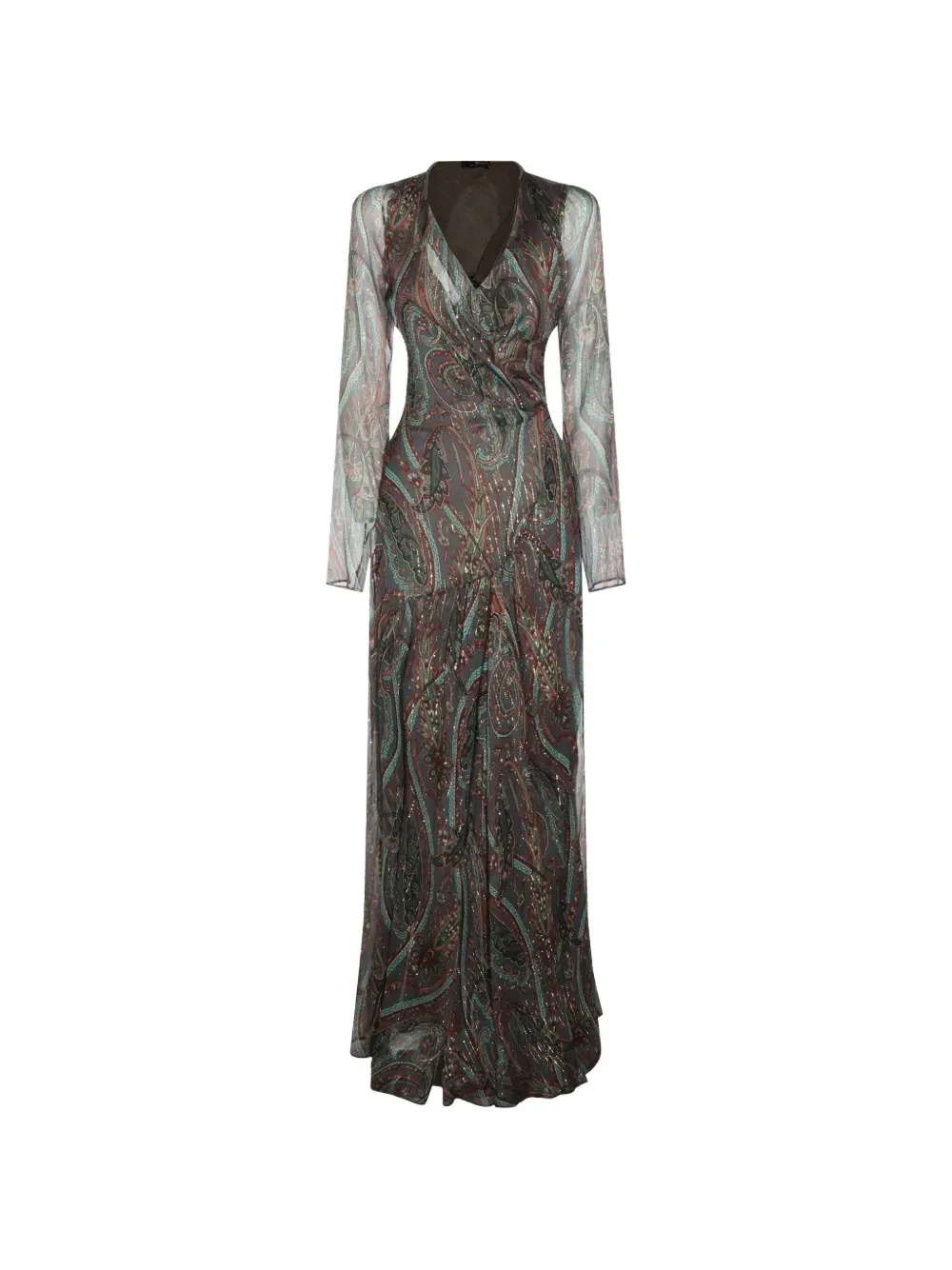 Длинное платье с узором пейсли ETRO, серый