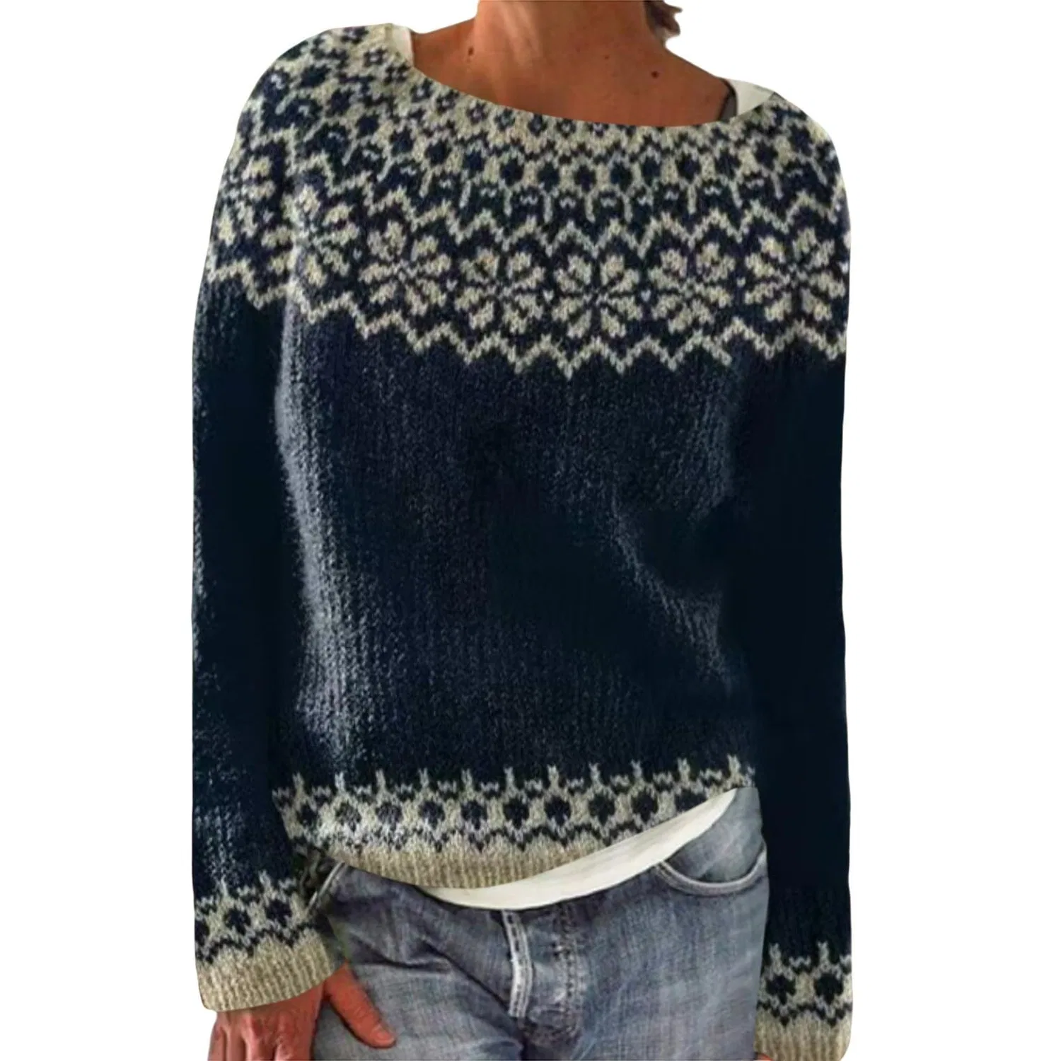 Женский свитер с жаккардовым узором Irish Sweater, 2-blue