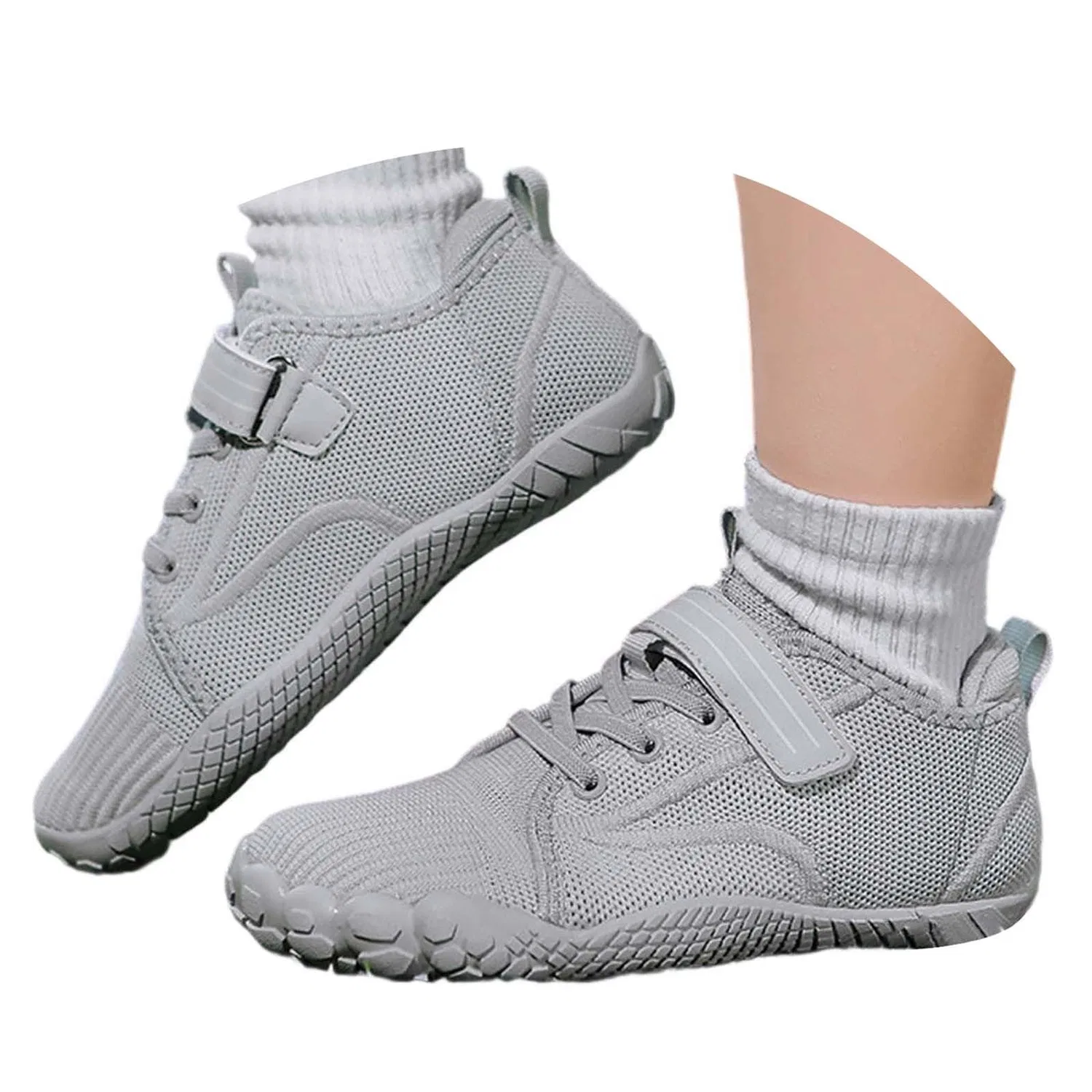 Детские кроссовки с принтом LKRSEEF, Light Gray — фото 4
