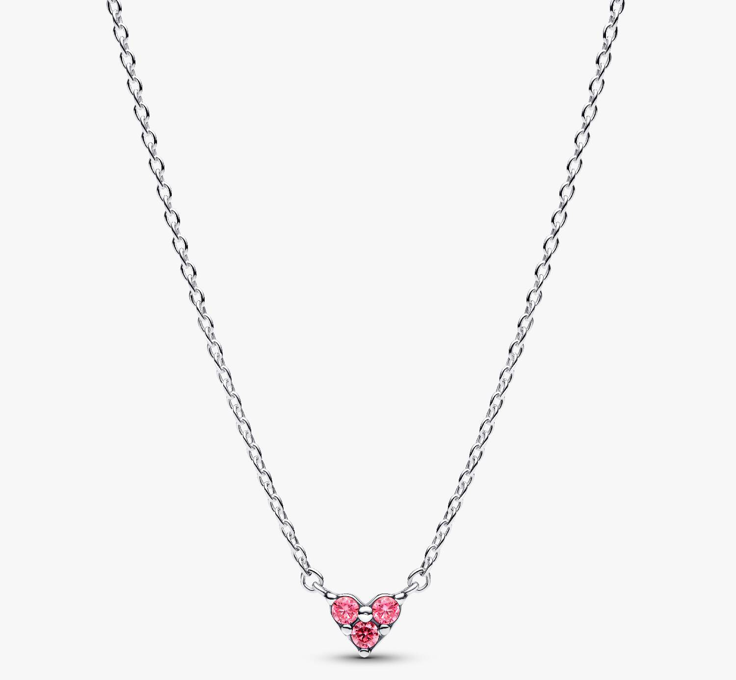 

Колье Pandora Triple Stone Pink Heart Collier, серебро