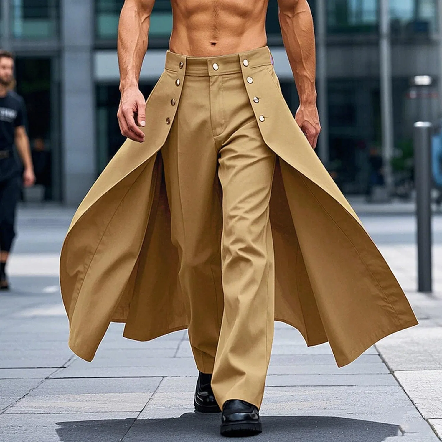 Мужские брюки с принтом Patchwork Dress Pants, хаки — фото 2