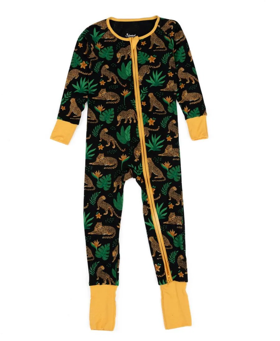 Боди-пижама с принтом, с длинным рукавом Leveret, Leopard Black