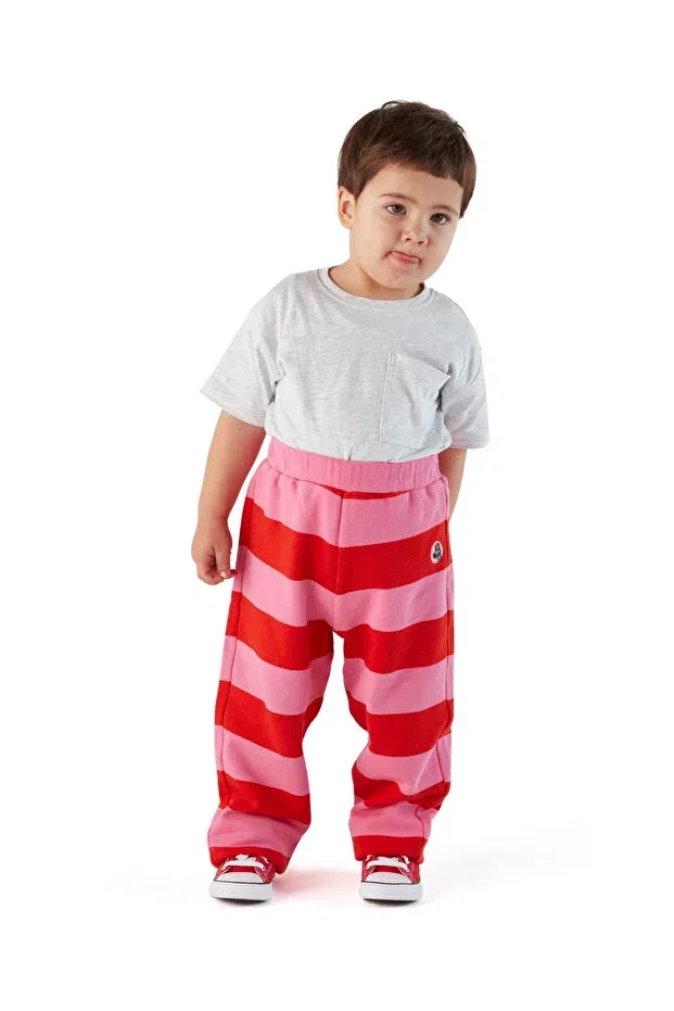 Детские спортивные штаны для девочек в полоску Zoi Zebra, Red-Pink