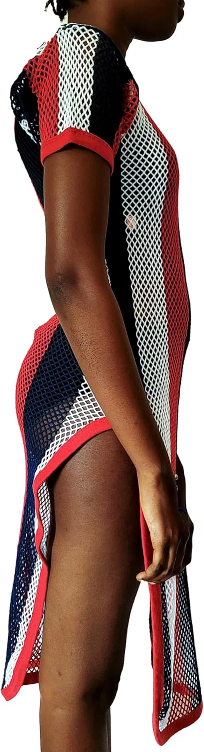 Женское платье-макси с сеткой американа Generic, American Flag(red-white-navy Stripes) — фото 3