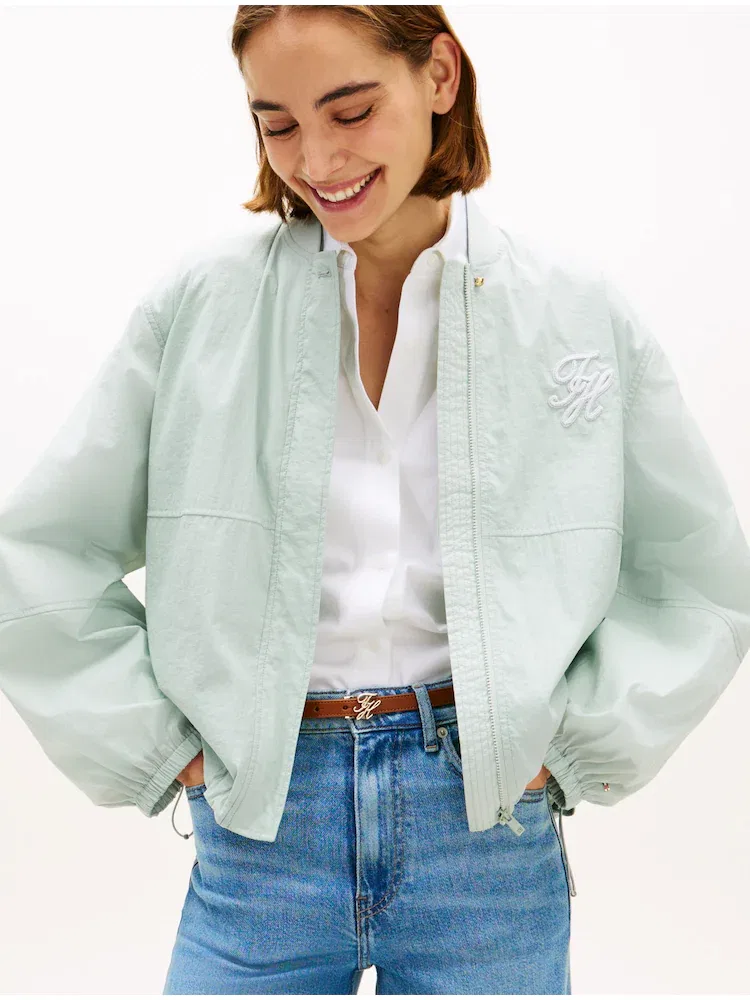 Куртка оверсайз короткая бомбер TOMMY HILFIGER, Silver