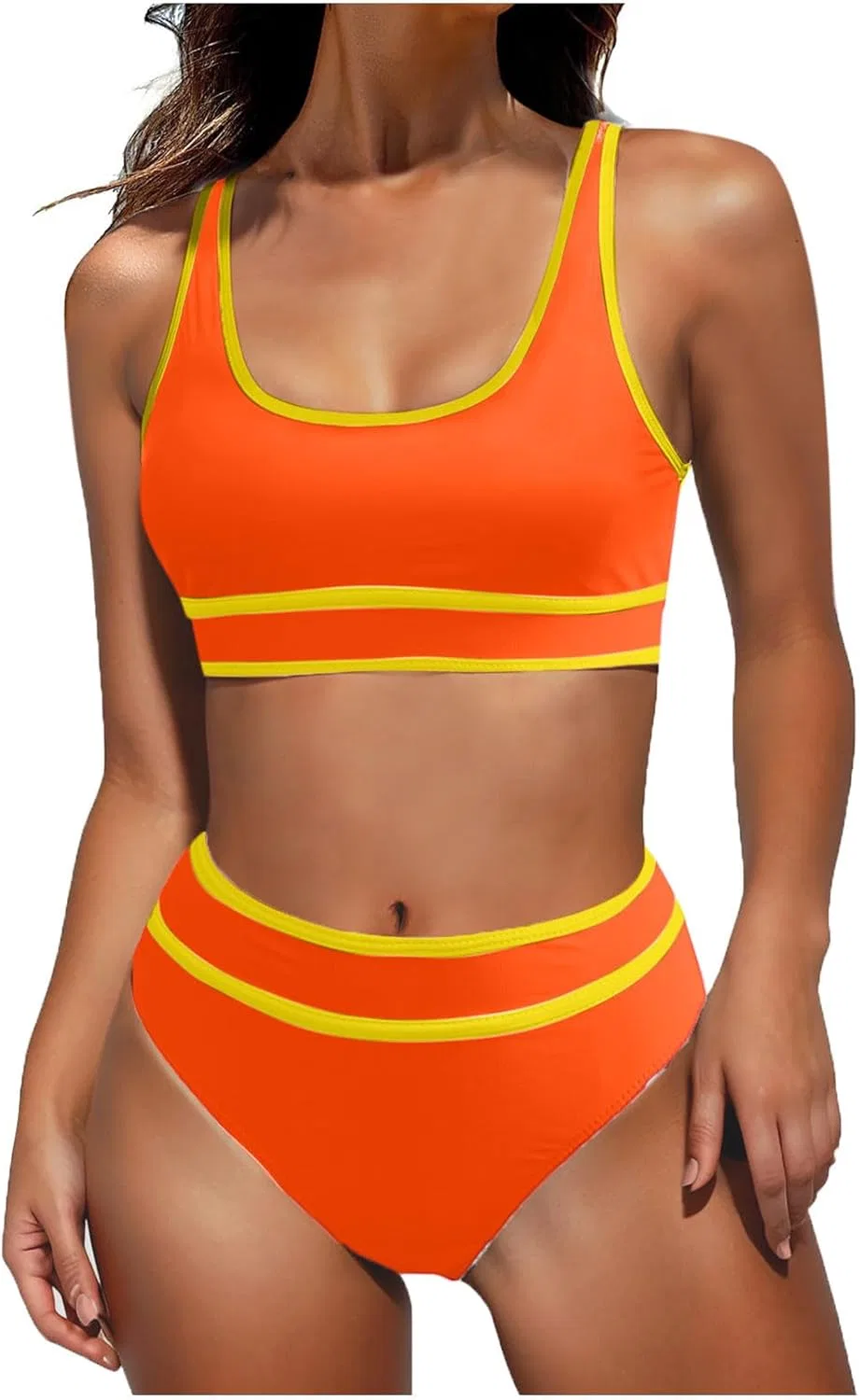 Женский спортивный бикини с цветным блоком, Orange