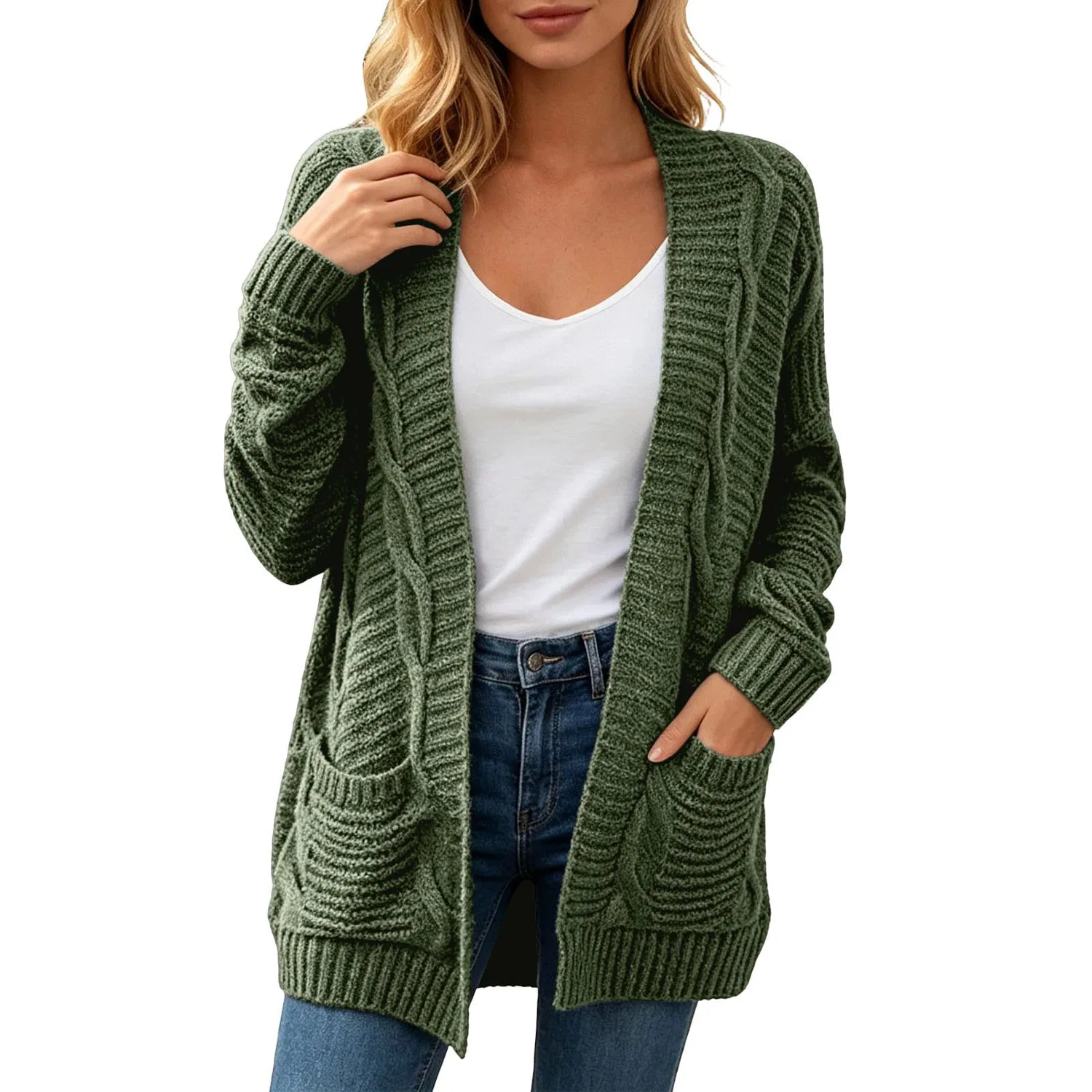 Женский легкий кардиган с дизайном Cordoncino, Verde