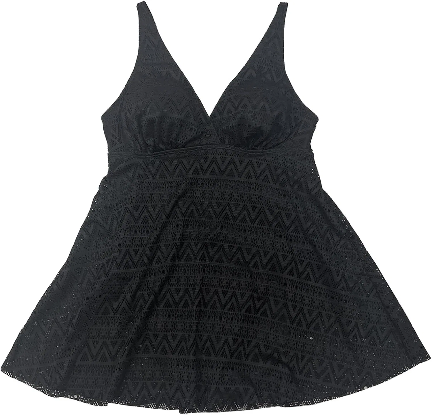 Женский слитный купальник с кружевом V-образным вырезом, Black