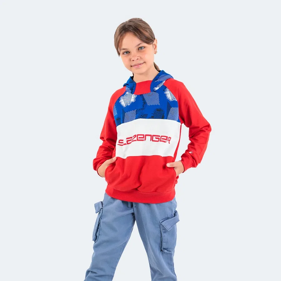 Свитшот детский с капюшоном и карманами Dragica In Slazenger, Красный