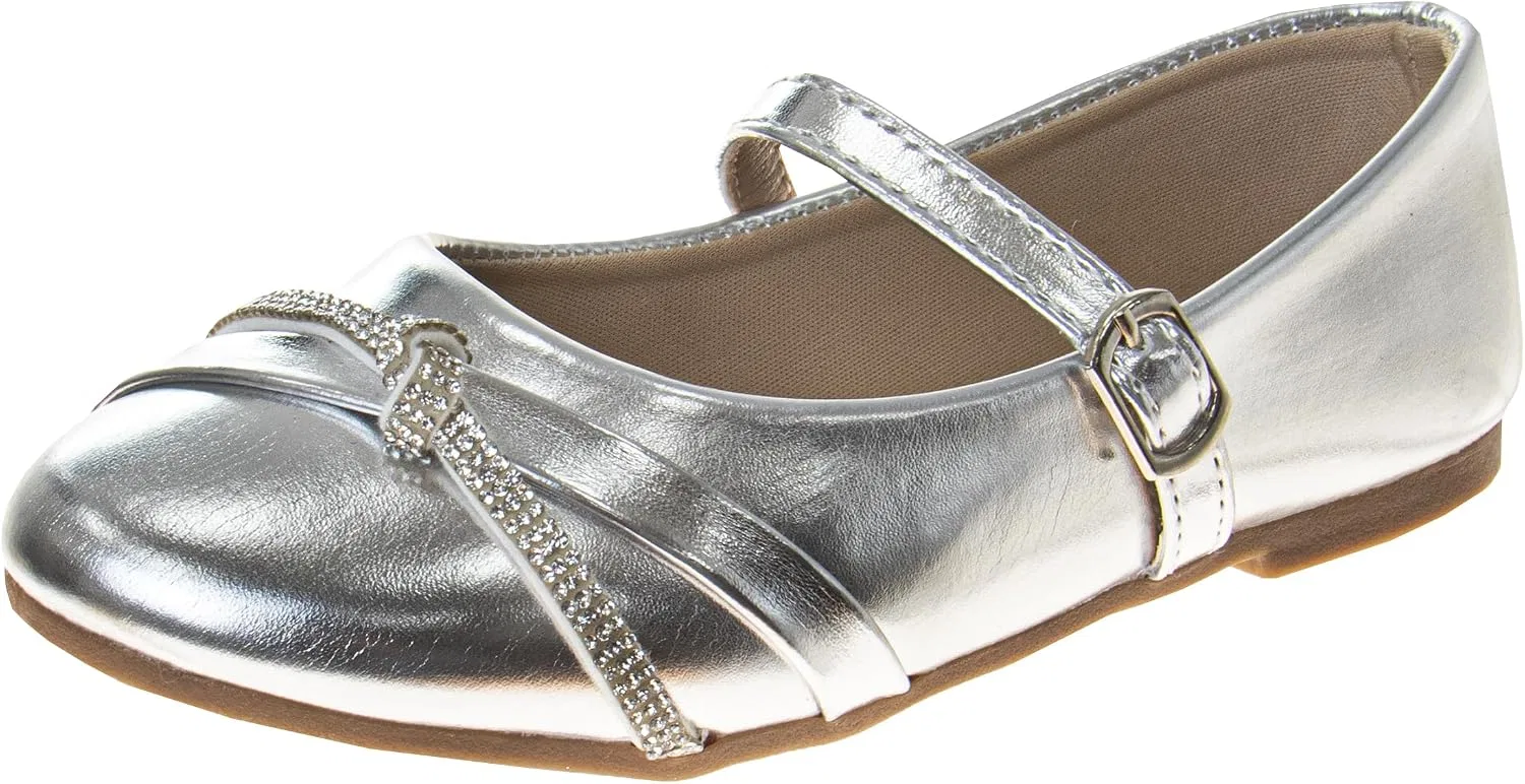 Детские туфли-балетки с закрытым носком KENSIE GIRL, Silver