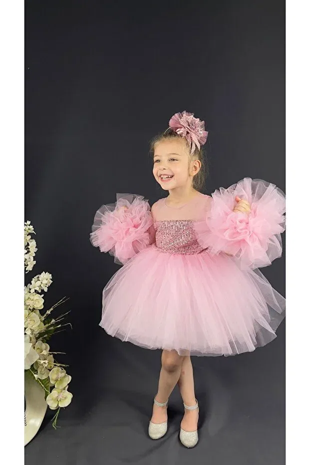Детское платье для девочек с пайетками Mnk Baby&Kids, Pink — фото 3