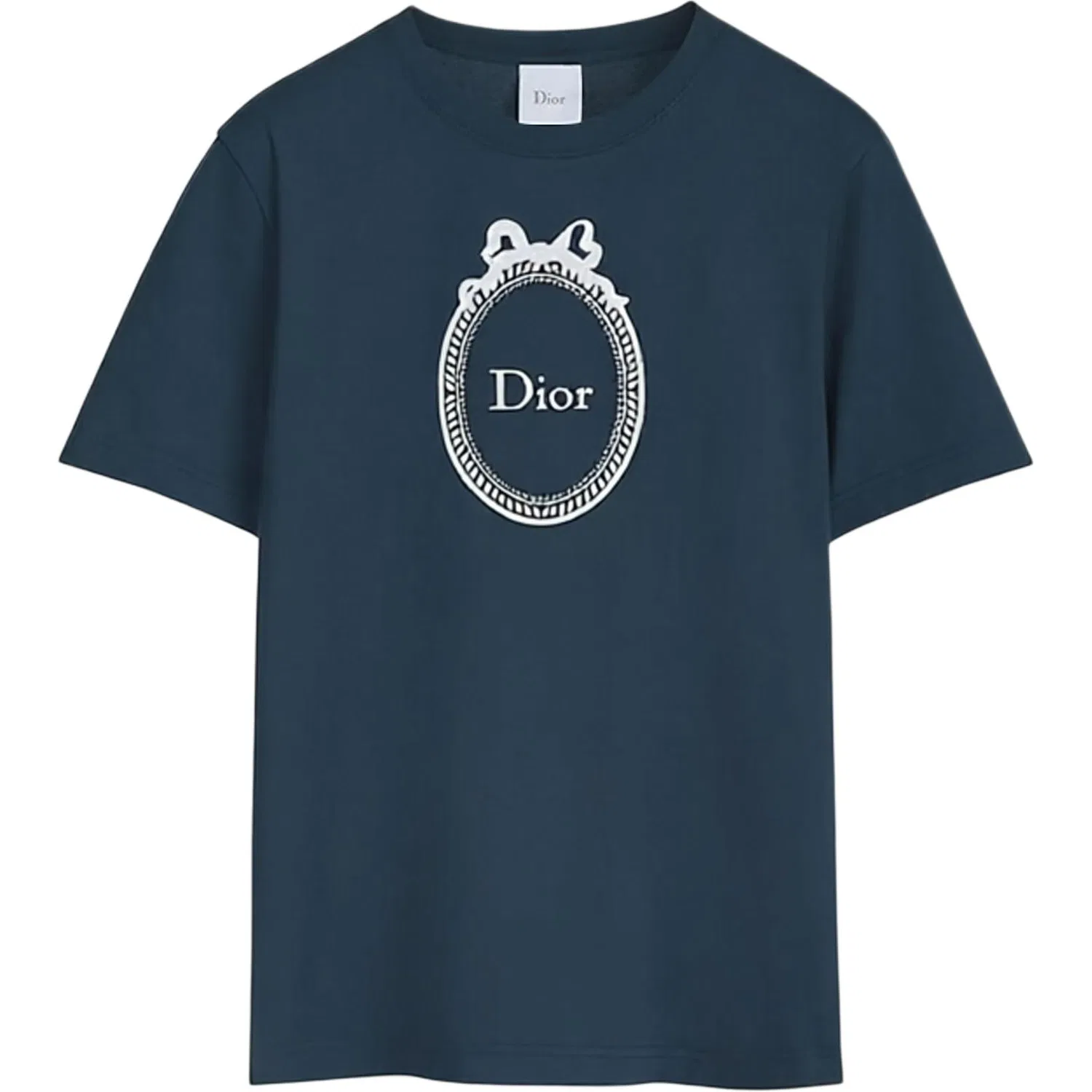 Женская футболка с круглым вырезом Blue Crew Neck Moderate Straight Fit DIOR, Blue