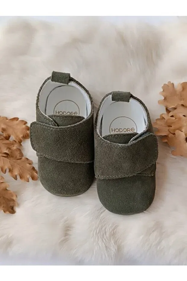 Детские тапочки с замшей для новорожденных Hodore, Suede Green