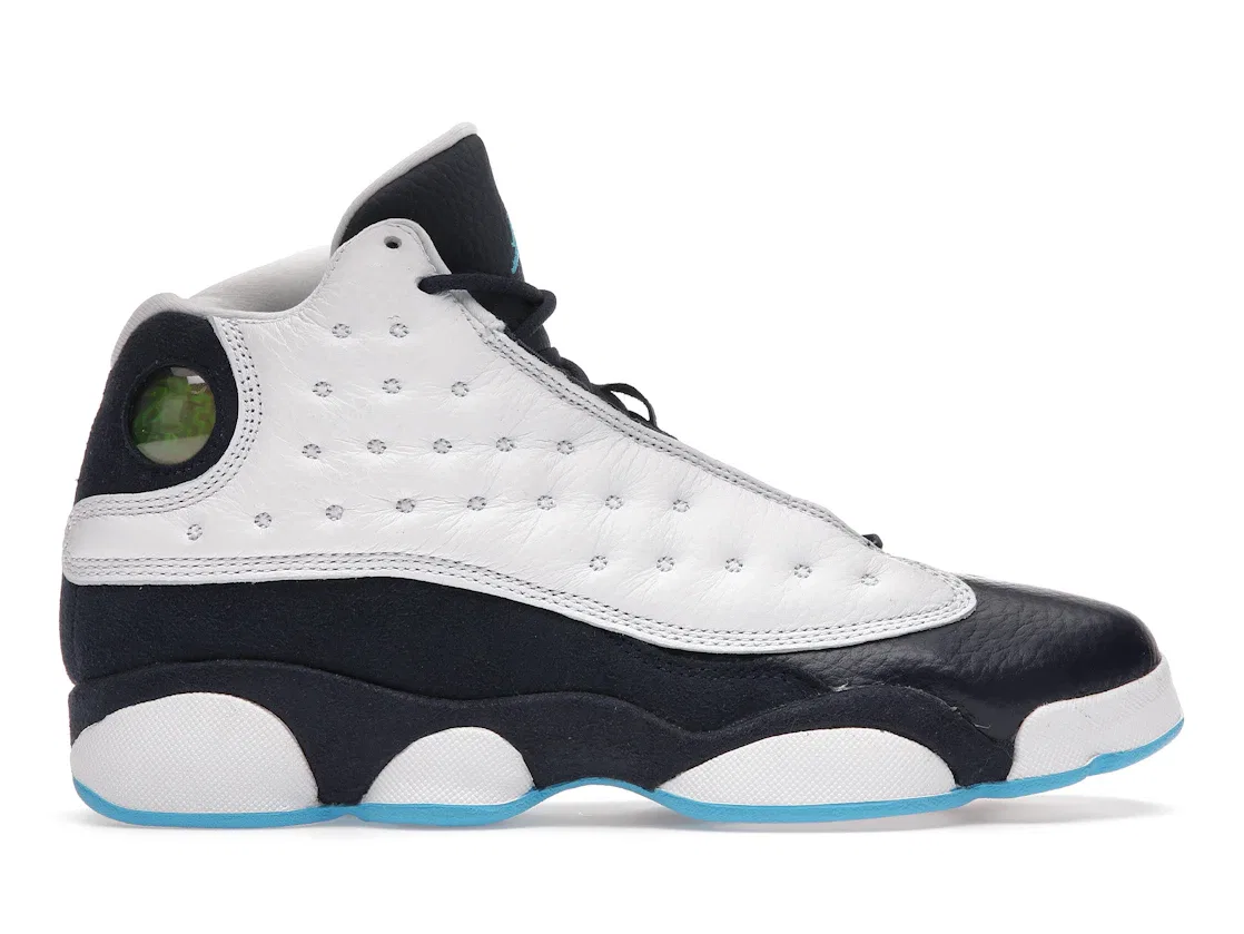 Детские кроссовки Lifestyle с кожаным верхом Jordan 13 Retro, White/Obsidian-Dark Powder Blue