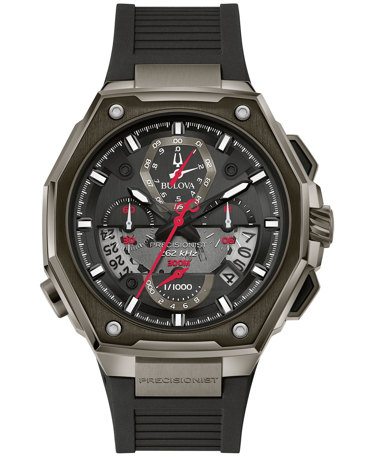 

Мужские часы Precisionist X с черным каучуковым ремешком из EPDM, 44,5 мм Bulova