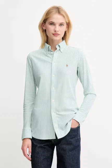 Рубашка женская в полоску Polo Ralph Lauren, зеленая
