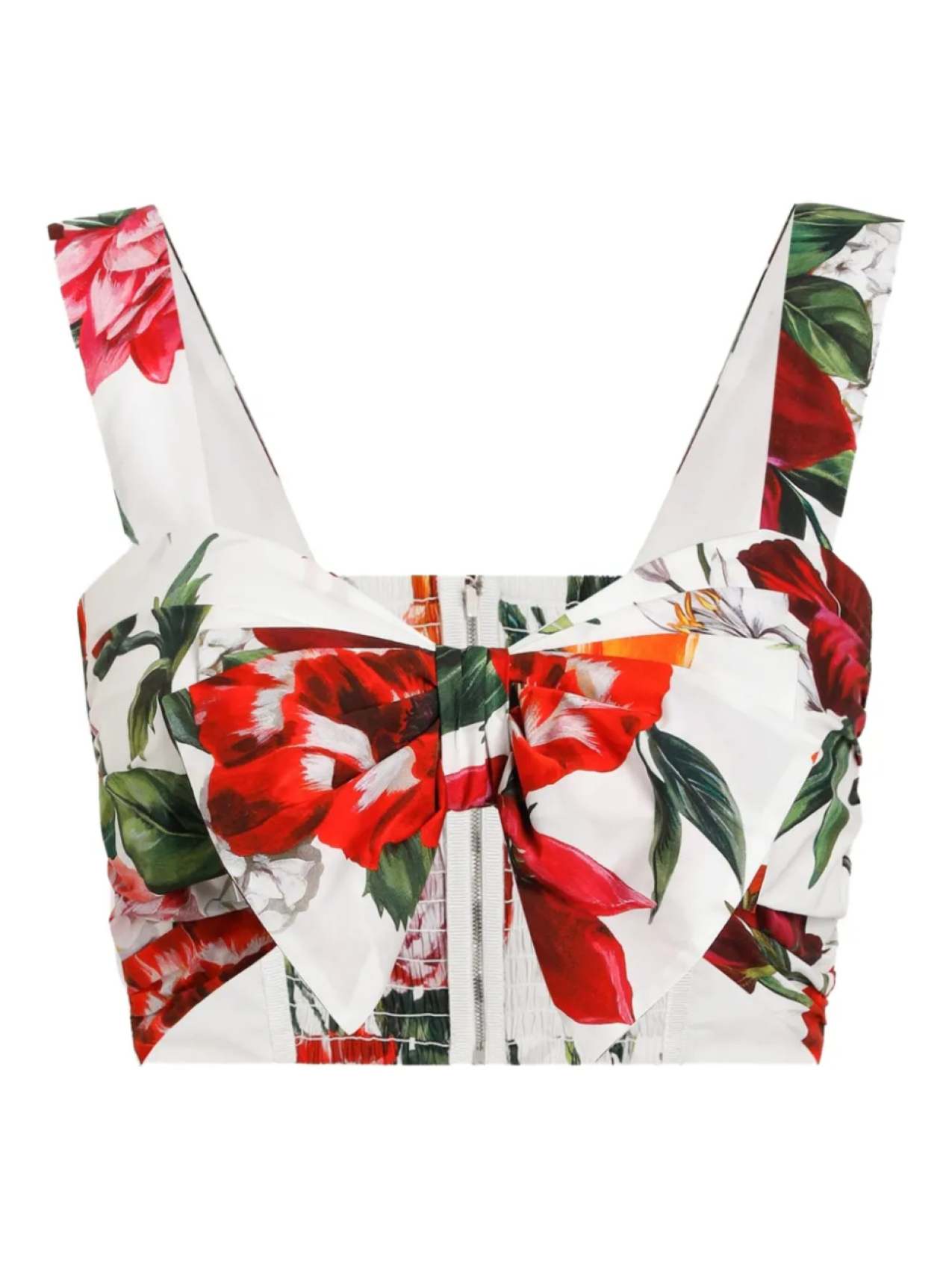 

Укороченный топ с цветочным принтом Dolce & Gabbana, белый