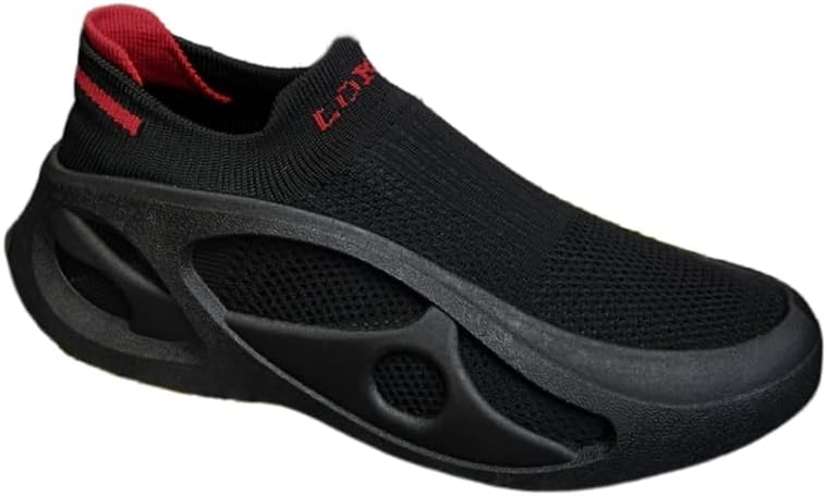 

Мужские дышащие повседневные спортивные кроссовки - амортизация EVA и вентиляционная сетка для тренажерного зала, бега и повседневной носки с простым стилем Hoalox, черный