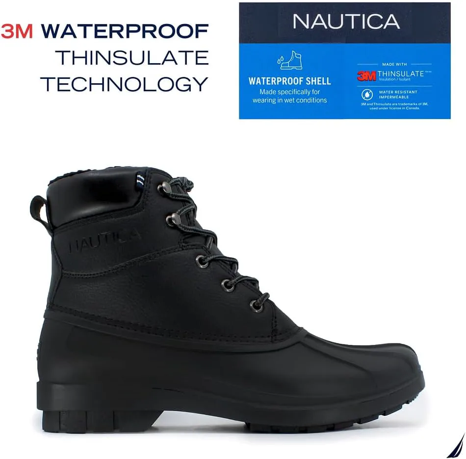 Мужские ботинки Nautica Duck водонепроницаемые с утепленной подкладкой для снега и дождя, зимние ботинки на шнуровке Channing, расширенные размеры 7-16, черный — фото 2