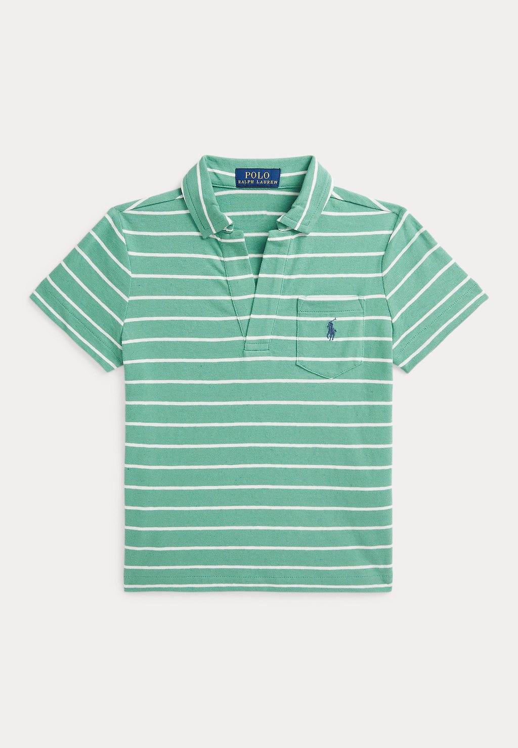 

Рубашка поло STRIPED COTTON LINEN POLO SHIRT Polo Ralph Lauren, зеленый