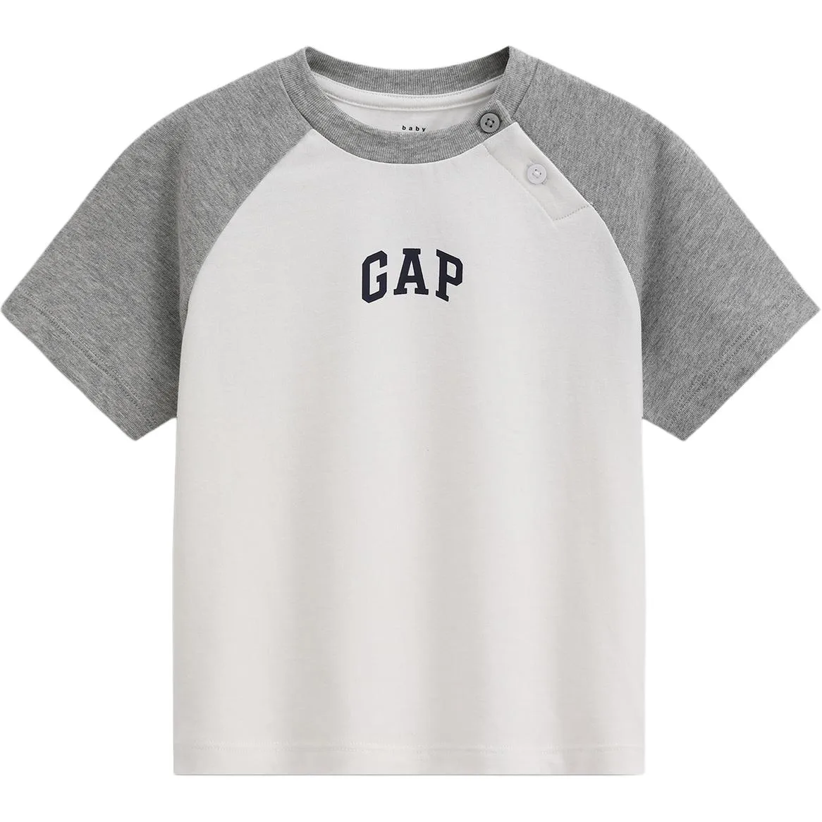 Детская рубашка с коротким рукавом из 100% хлопка с пэчворком GAP, светло-серый меланж 893448