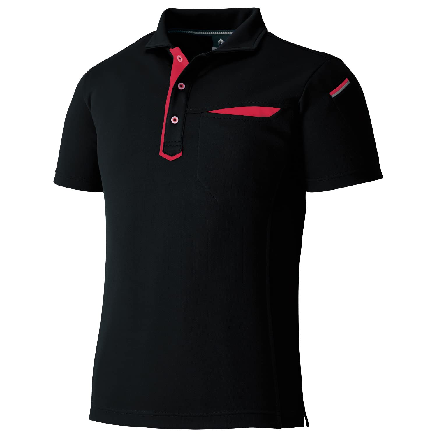 

Поло Kokuraya POLOIZM 3684 с коротким рукавом и карманом (с держателем для ручки), черное, размер S, 3684-80-S