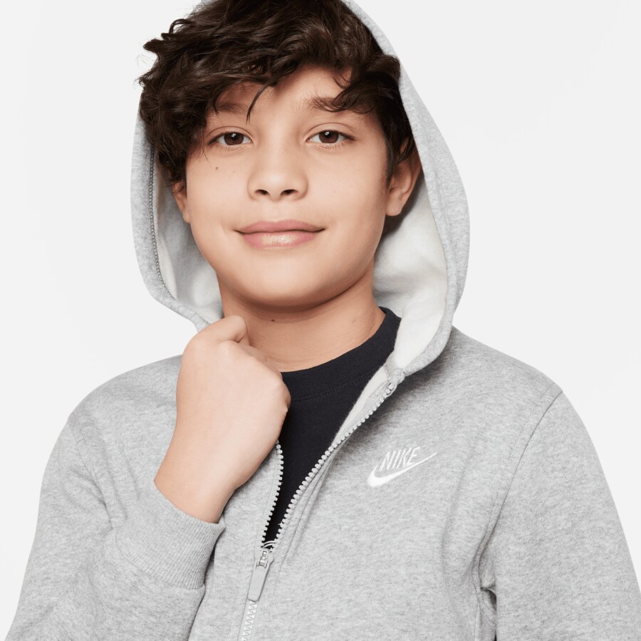Толстовка с капюшоном на молнии Nike Sportswear CLUB FLEECE, Mottled Grey — фото 4