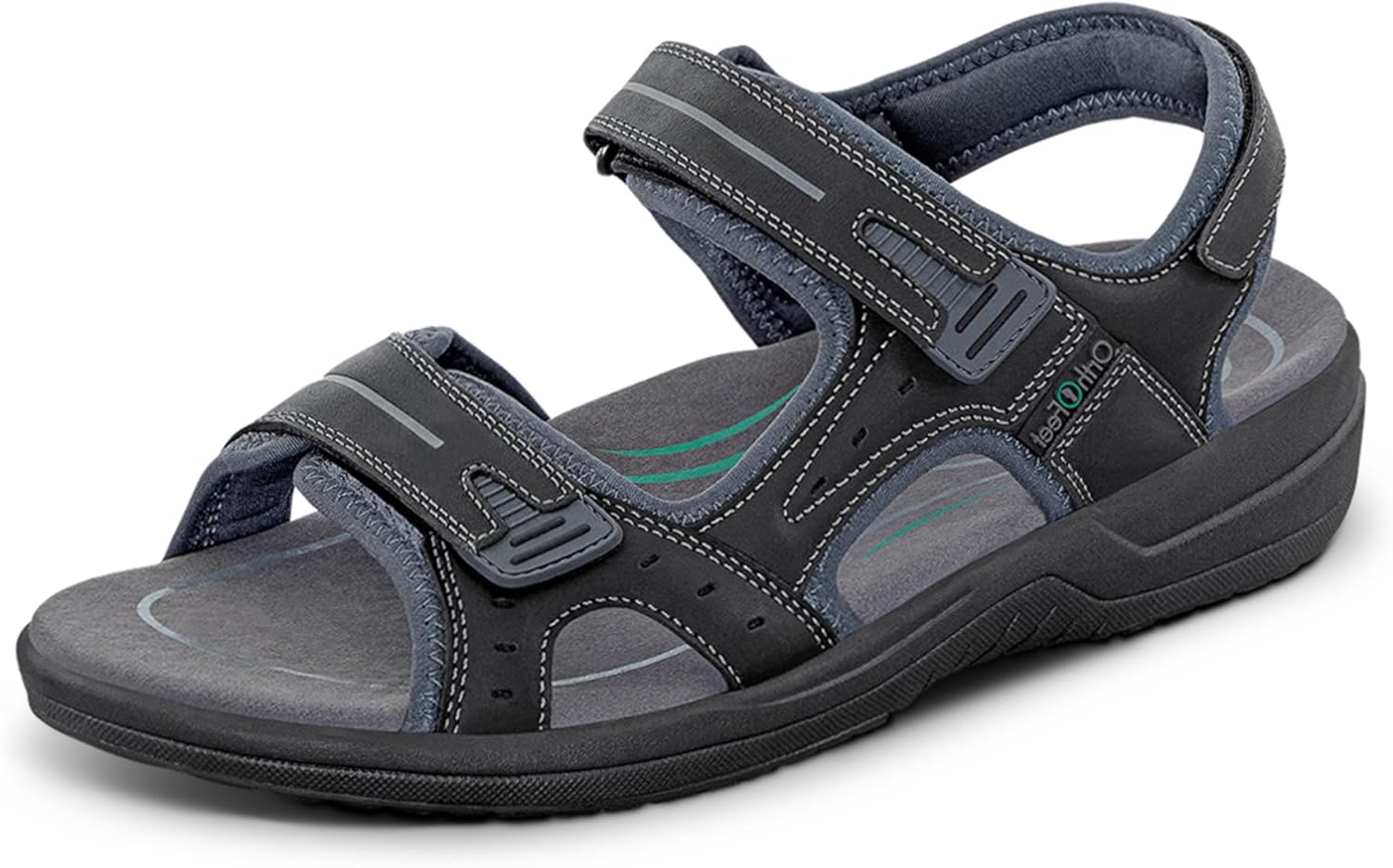 

Мужские ортопедические кожаные сандалии Orthofeet Gemini с регулируемой посадкой, черный