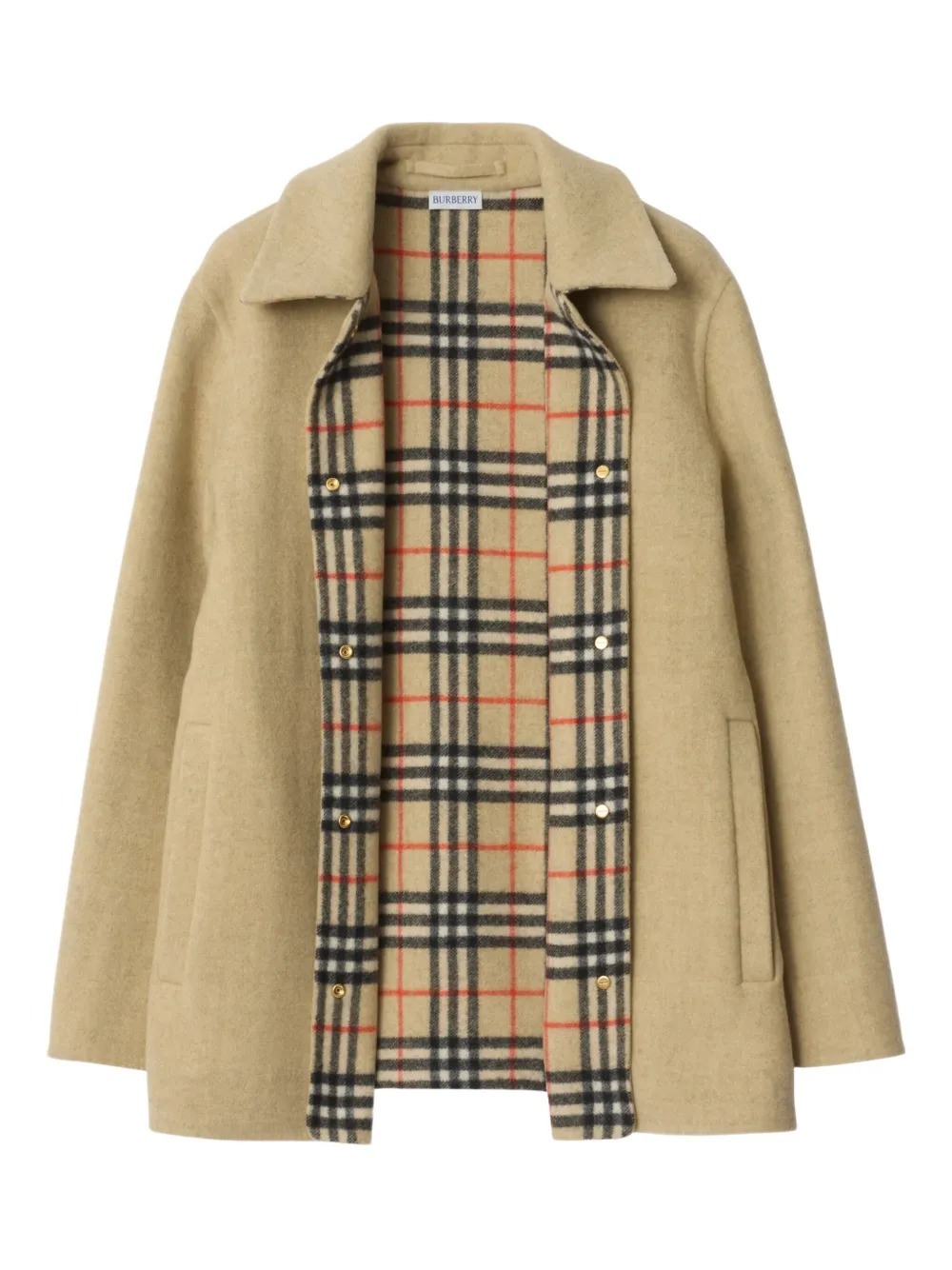 Куртка-рубашка Burberry шерстяная с подкладкой в клетку, нейтральная — фото 2