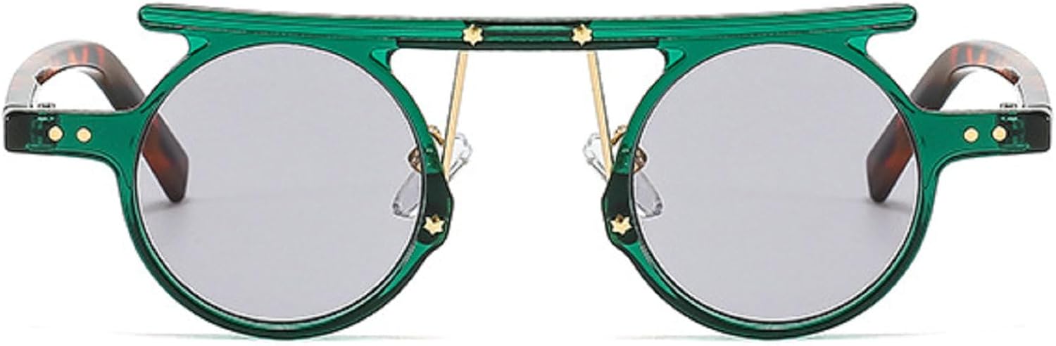 

Модные маленькие круглые панк-солнцезащитные очки для женщин в стиле ретро, ​​прозрачные с градиентом, для мужчин, двухцветные солнцезащитные очки с заклепками, размер N45 mincl, Green