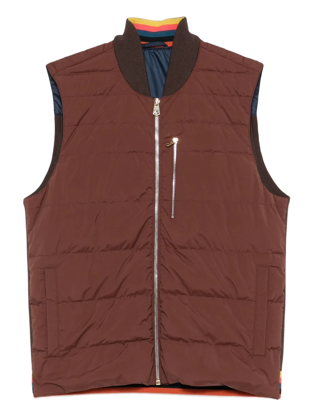 

Жилет стеганый спереди на молнии Paul Smith, коричневый