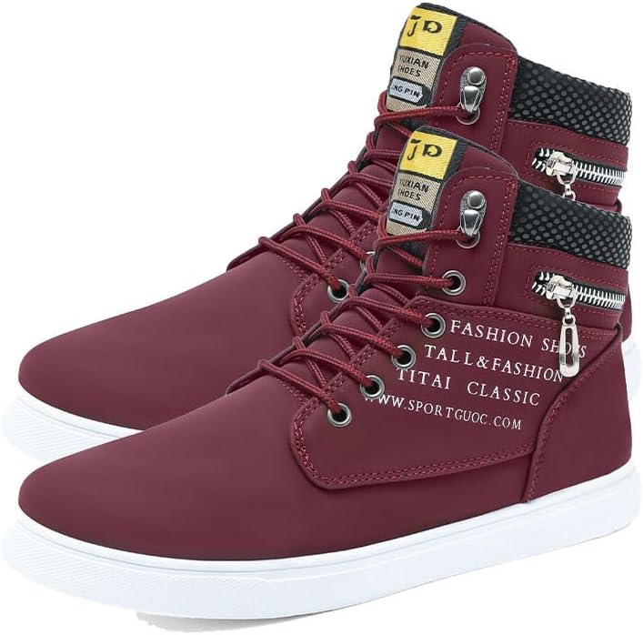 

Мужские модные кроссовки ODIPON, высокие тканевые кеды, обувь для скейта, удобная повседневная обувь для прогулок, бордовый