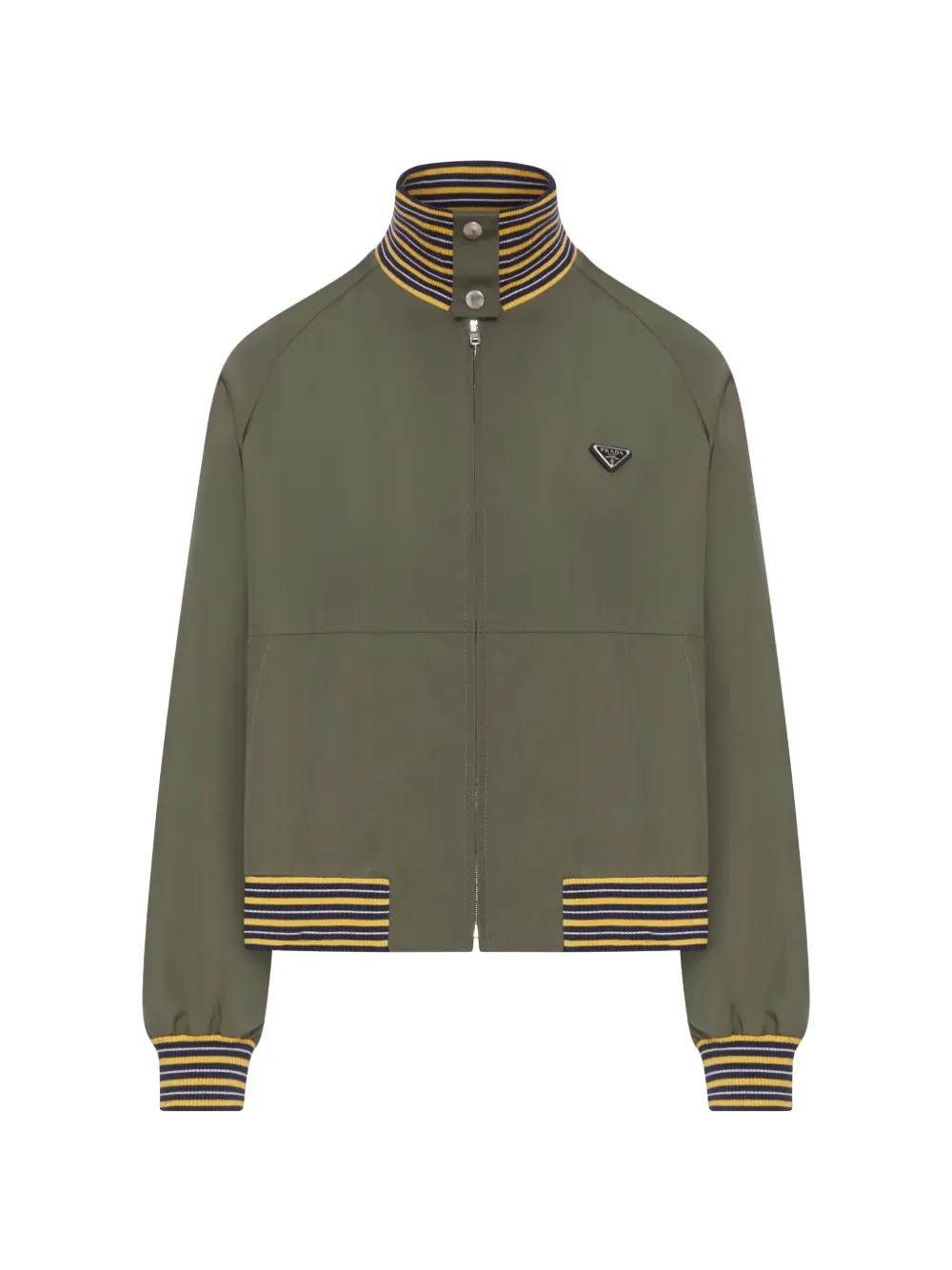 

Бомбер с полосатыми деталями и треугольным логотипом Prada, зеленый