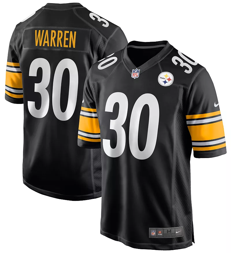

Мужская черная игровая майка Nike Pittsburgh Steelers Jaylen Warren #30