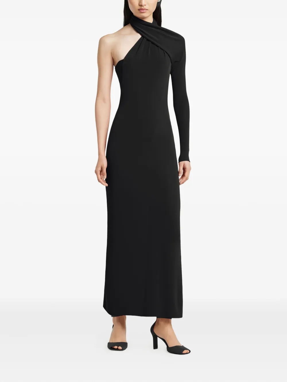 

Платье макси на одно плечо Courrèges, черный