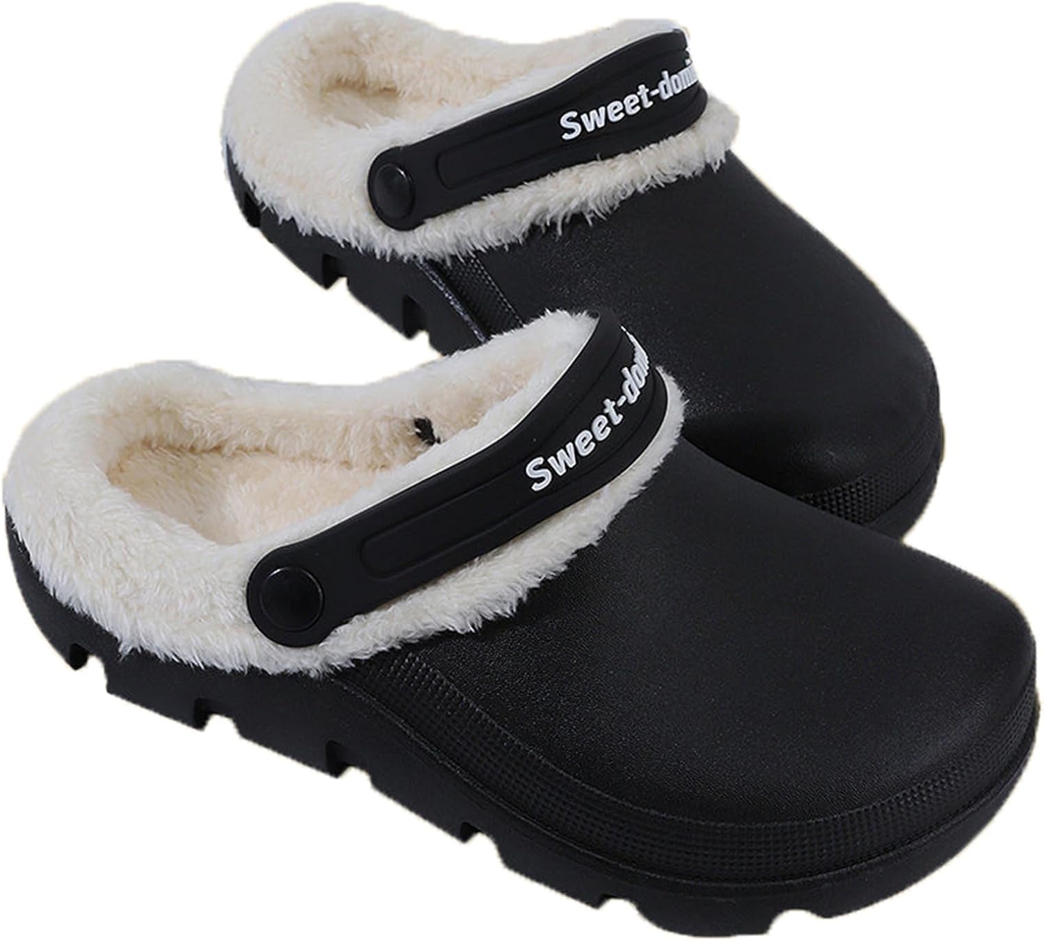 

Садовые сабо Fdskwky с мехом для дома: теплые меховые тапочки для женщин и мужчин на зиму, унисекс, нескользящие, для дома и улицы, черный
