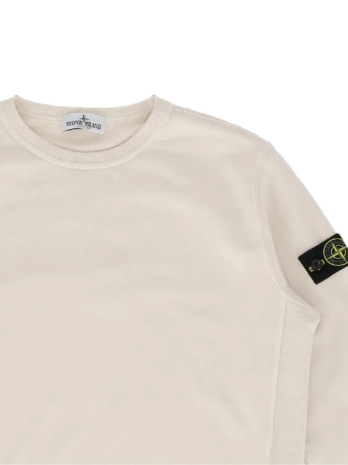 Толстовка с нашивкой логотипа Stone Island Junior, нейтральные цвета — фото 3