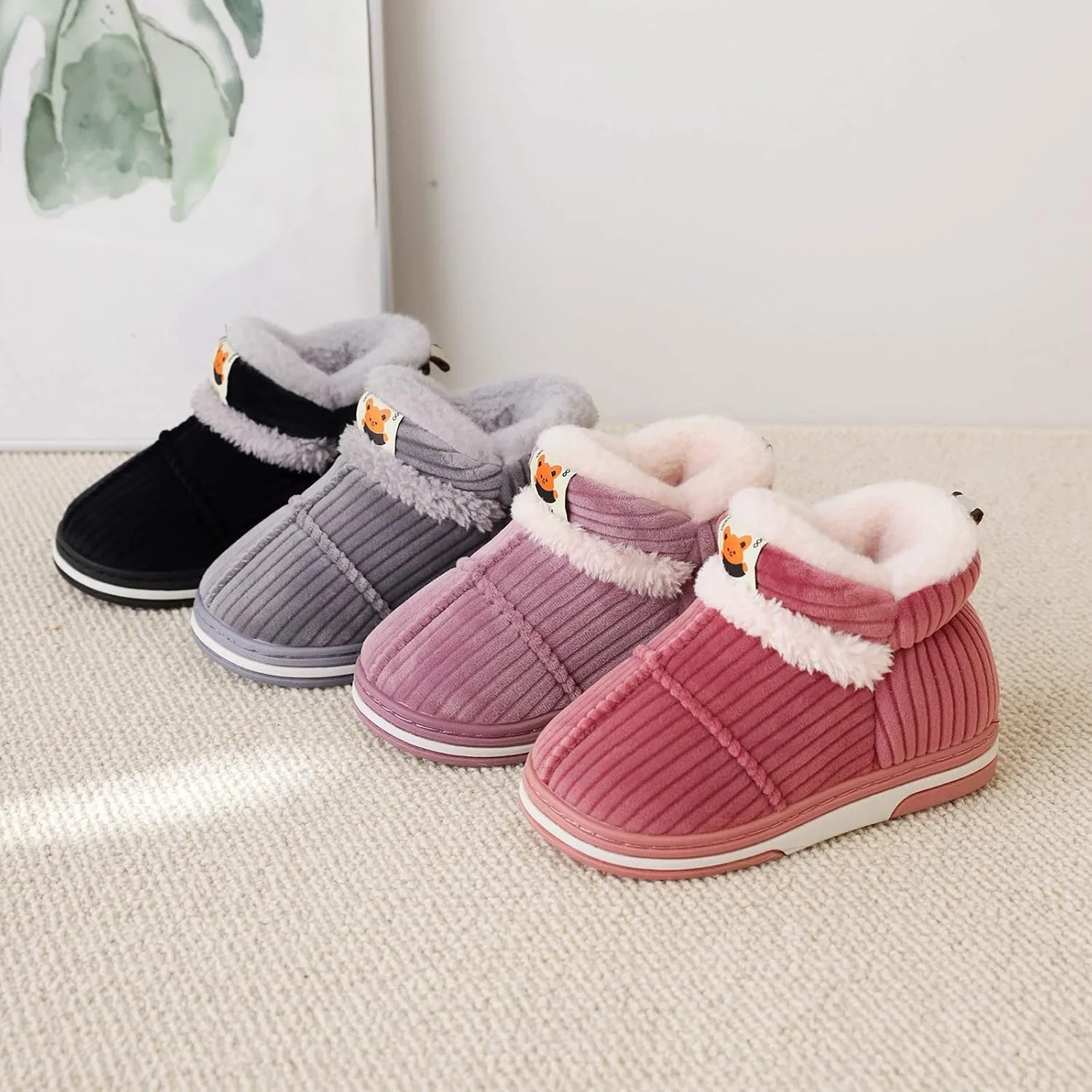 Детские зимние ботинки для мальчиков с принтом, модель Winter Cartoon Animal Snow Boots, Grey — фото 4