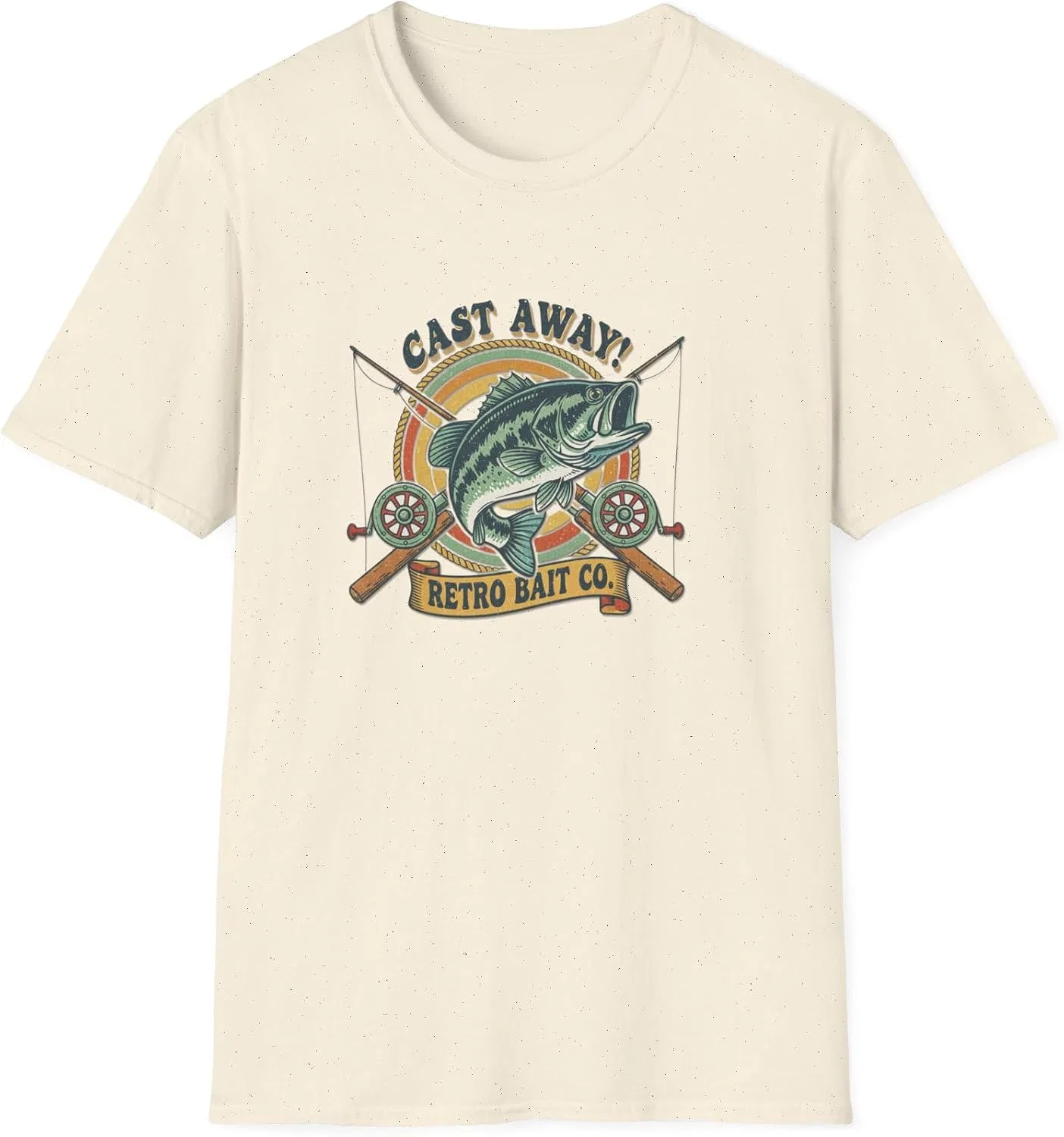 Мужская футболка с принтом Cast Away Retro Bait Co, натуральный