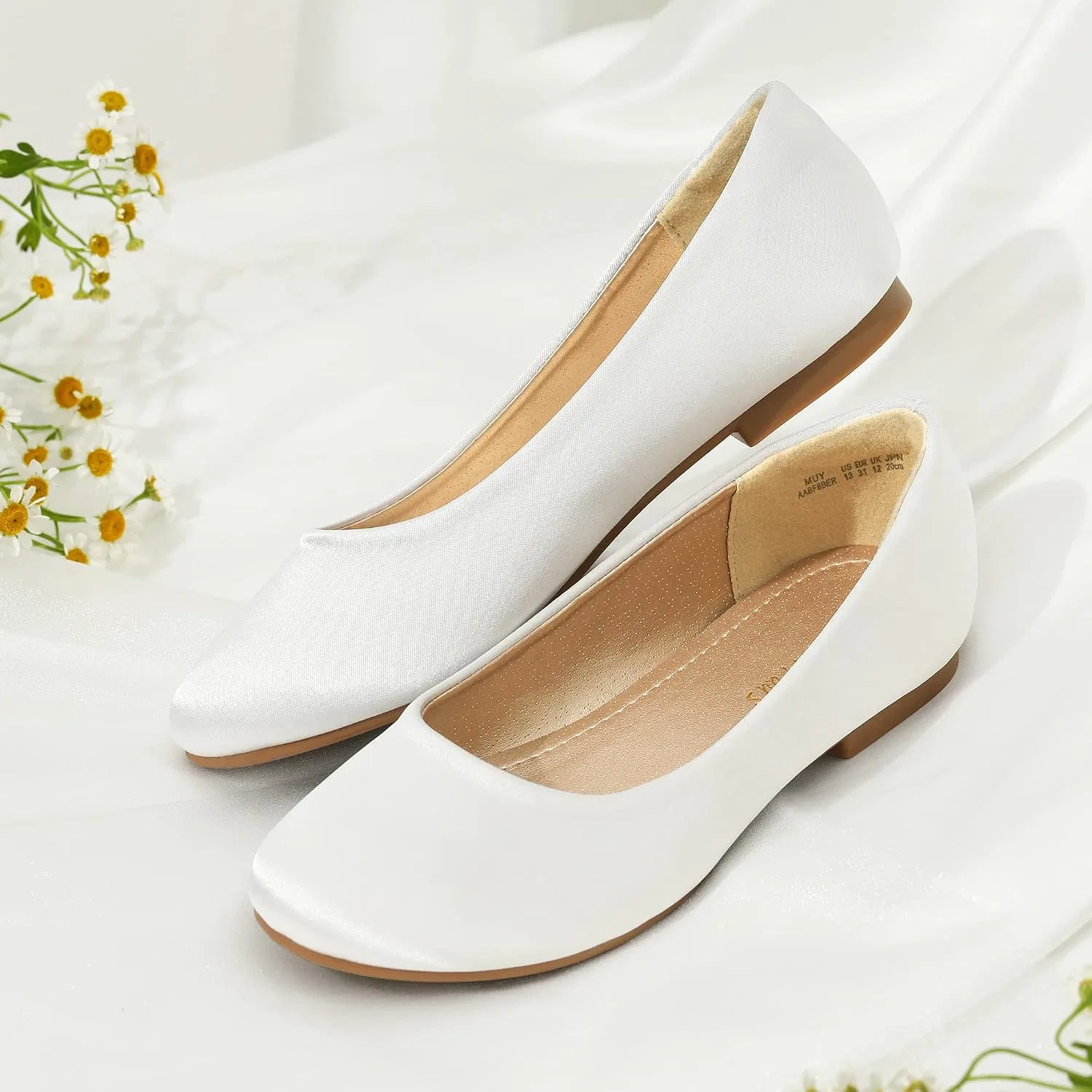 Детские балетки для девочек DREAM PAIRS, White/Satin — фото 2