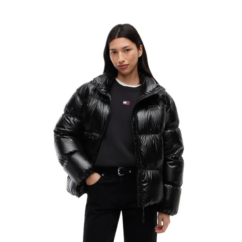 Женская куртка пуховик с воротником-стойкой Tommy Hilfiger, Black BDS
