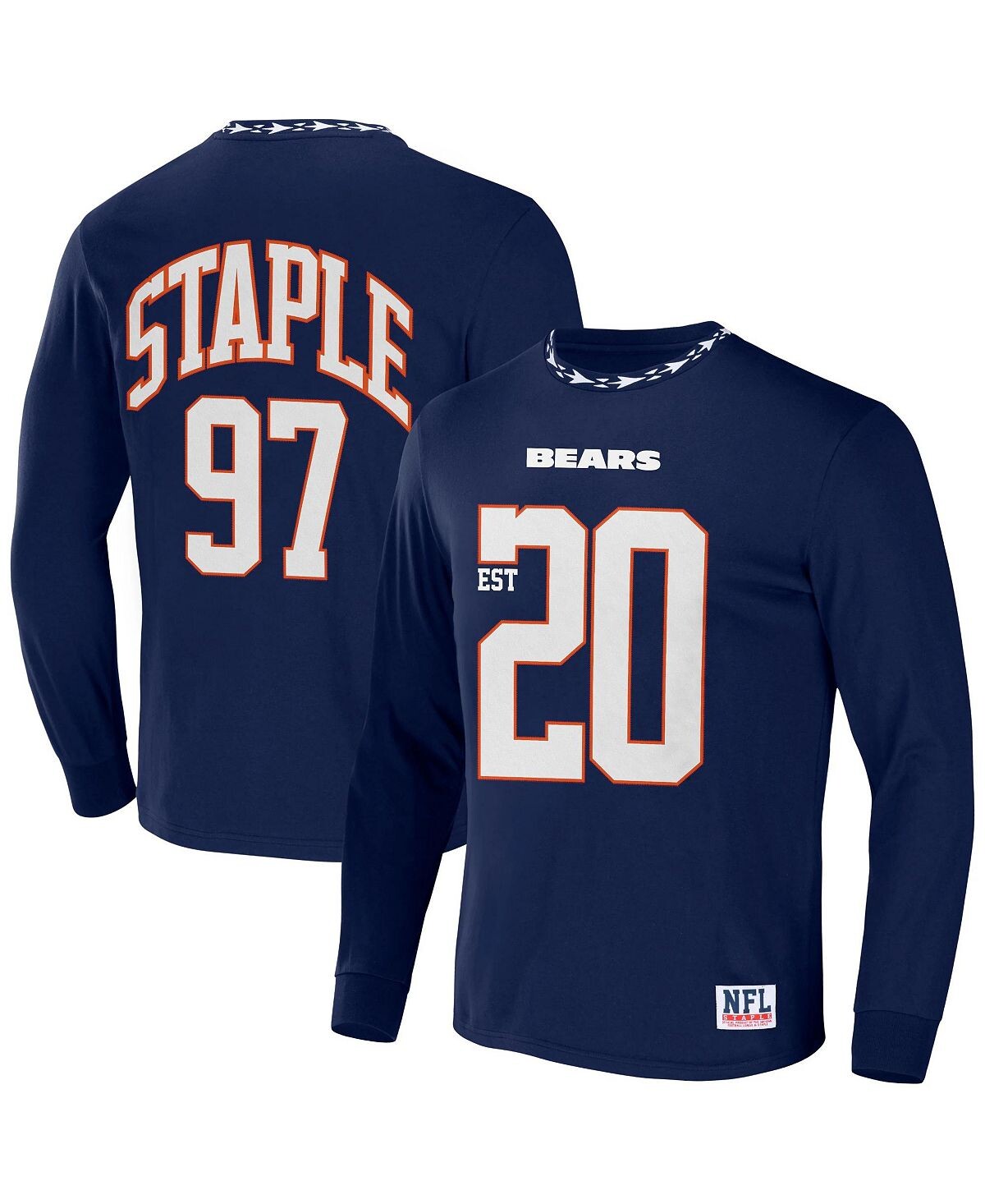 

Мужская футболка nfl x staple navy chicago bears core с длинным рукавом в стиле джерси NFL Properties, синий