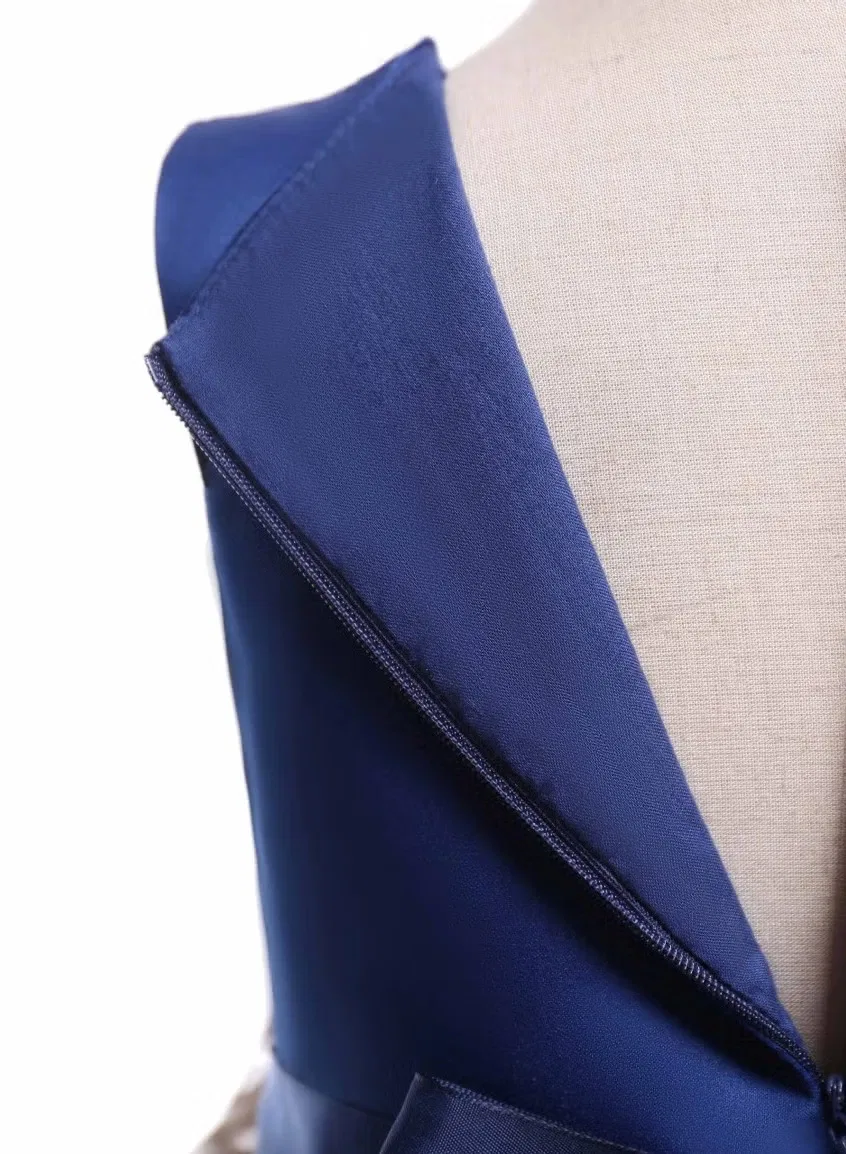 Платье нарядное с длинным рукавом Best Gift Fashion, синее — фото 4