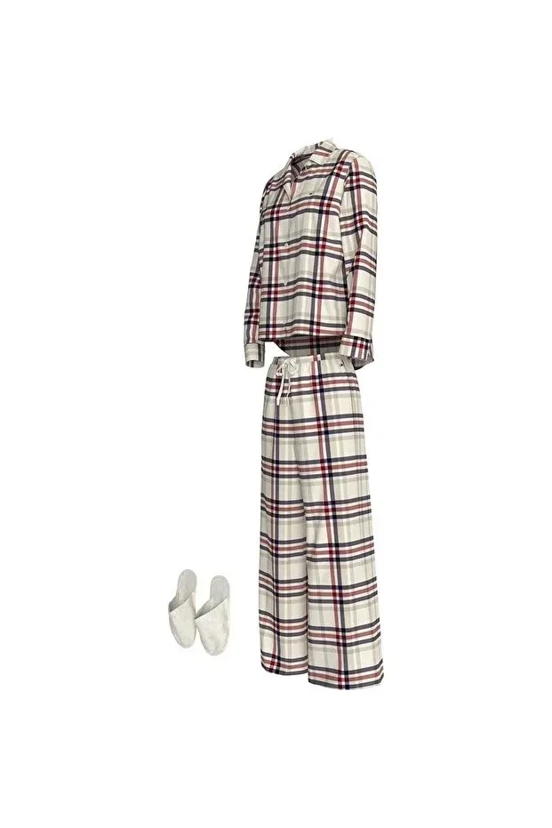 Женская пижама из фланели Gift full flannel pj set&slipper Tommy Hilfiger, 0ly Heritage Check Ivory — фото 3