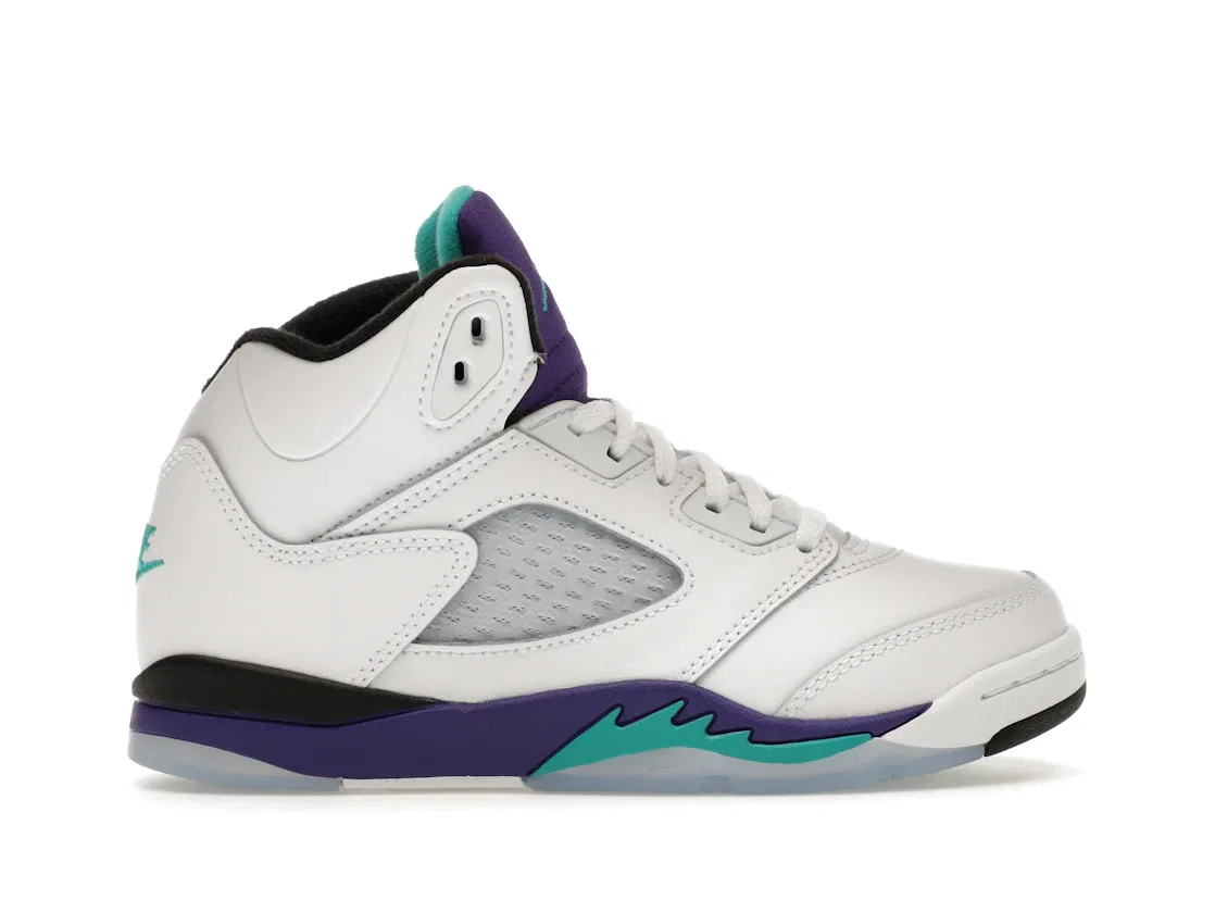 Детские кроссовки с классическим дизайном Jordan 5 Retro Jordan, White/Grape Ice-New Emerald