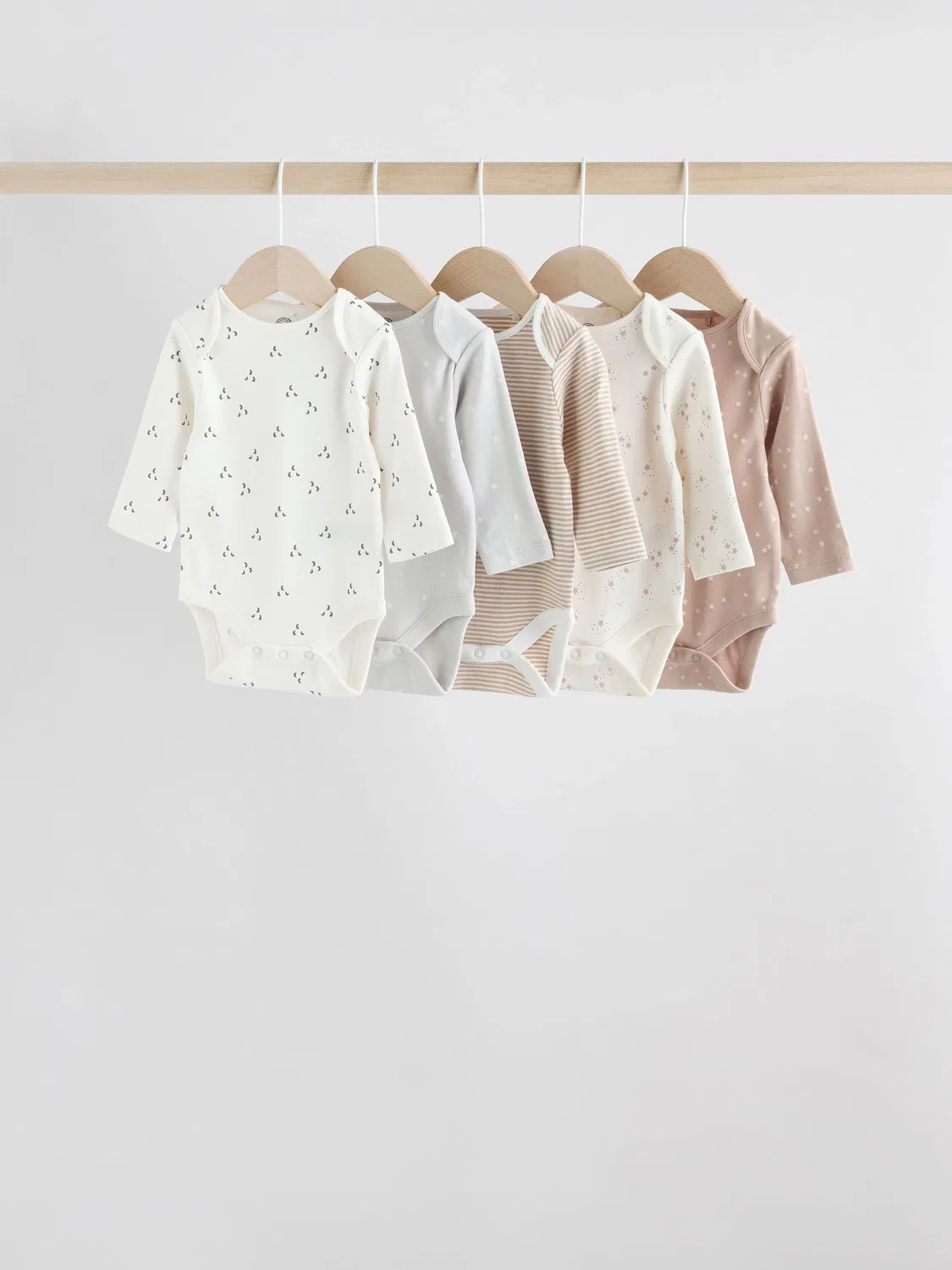 Боди с длинным рукавом 5-pack, хлопок Next, нейтральный