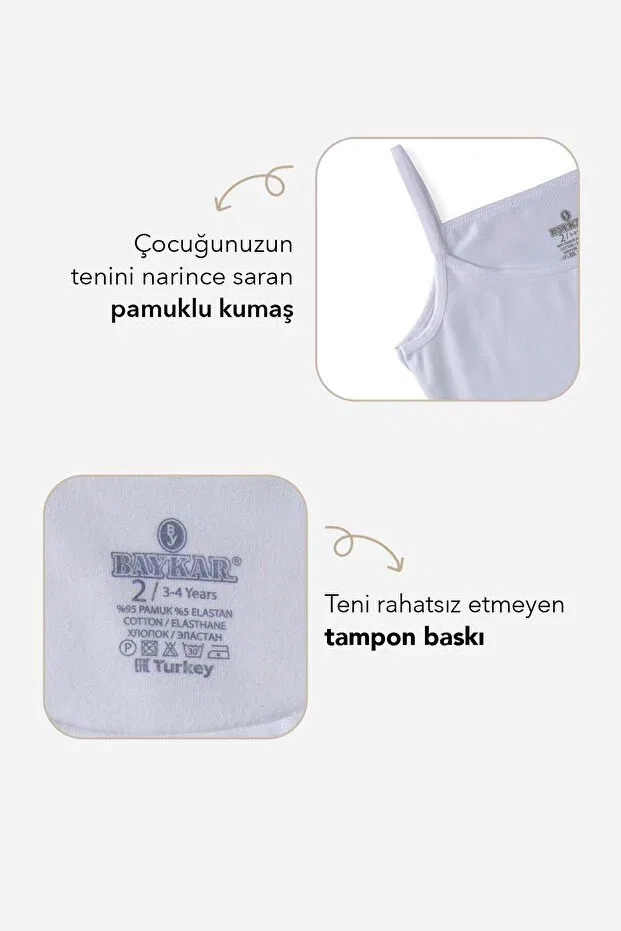 Детская хлопковое майка для девочек без рукавов 2-pack Baykar, White — фото 4
