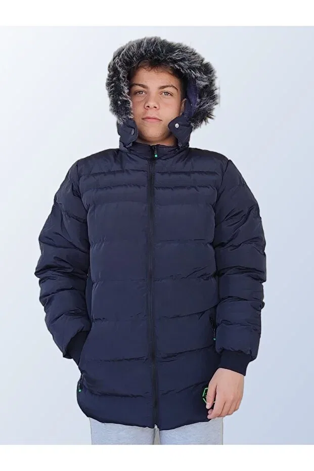 Детское пальто для девочек с капюшоном Besa, Navy Blue — фото 3